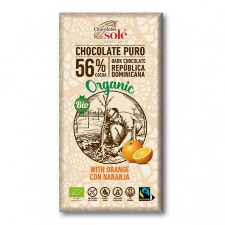 Chocolate Negro 56% con Naranja Bio 100g
