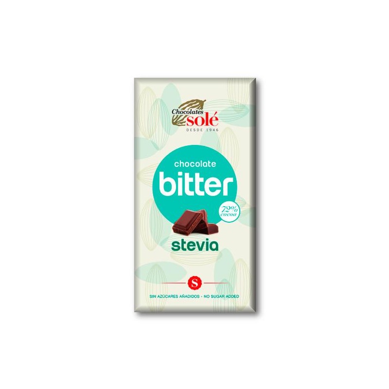 Chocolate Bitter 72% Stevia 25 gr Sole