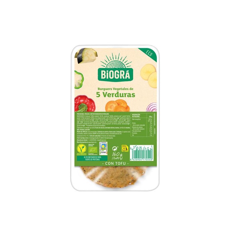 Burguer Vegetal 5 Verduras 2 ud Biogra