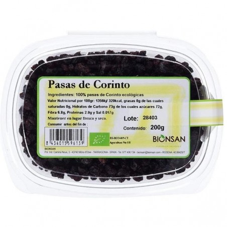 Pasas Corinto Bio 200 gr Bionsan