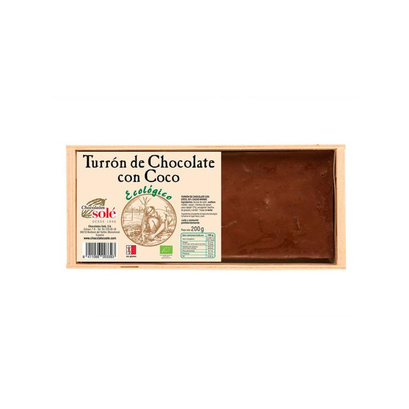 Turron Chocolate Coco Bio 200 gr Sole
