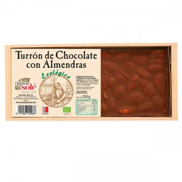 Turron Chocolate Almendra Bio 200gr Sole