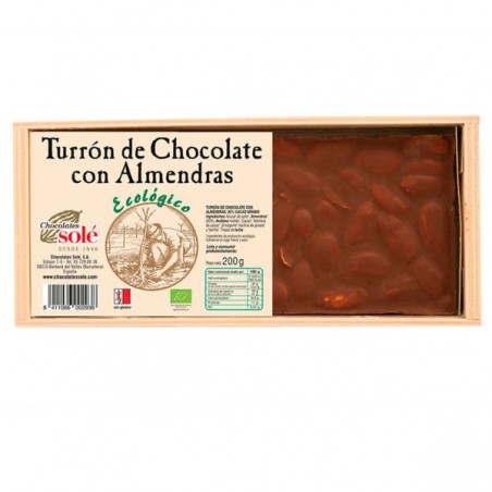 Turron Chocolate Almendra Bio 200gr Sole